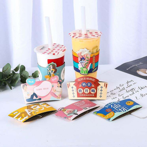 Custom Printed Logo Branded Plain Insulated <b>Disposable</b> Black Hot Drink Iced Kraft Paper Coffee <b>Cup</b> Sleeves - Product Image 3