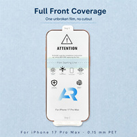 Protection d'écran pour iPhone 17 Pro Max en film PET souple HD transparent avec protection contre la lumière violette, anti-traces de doigts et revêtement AR