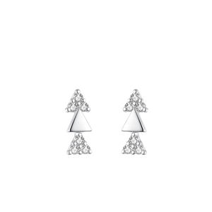 Pendientes Triangulares Minimalistas de Plata de Ley S925 con Corte Redondo, Versión en Cobre Personalizable - Regalo Diario para Mujer - Product Image 1