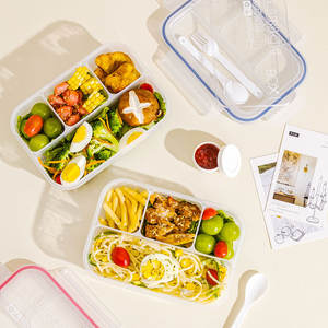 Simple Japanese Style Divided <b>Lunch</b> <b>Box</b> Rectangle Four Compartment <b>Bento</b> <b>Box</b> Microwaveable Food Storage Container For Students - Product Image 2