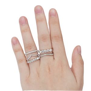 Anillo de Boda de Plata de Ley TLCR-025 de Tonglin Jewelry con Moissanita en Engaste de Puntas y Certificado de Terceros - Product Image 1