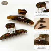 Jachon – Pinces à cheveux élégantes de luxe en acétate ambre, pince requin personnalisable avec LOGO, accessoires pour queue de cheval haute pour femmes