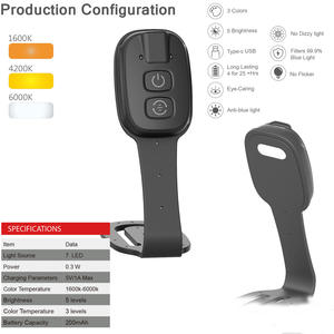 Clip de Lectura Portátil Creativo con Luz Nocturna LED Blanca Flexible, Luz de Tarjeta Mini de Protección Ocular de Tamaño <span class=keywords><strong>Pequeño</strong></span>, Regalo para Dormitorio - Product Image 4