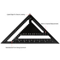 Outils carrés de menuiserie précis 12 pouces métrique Triangle règle rapporteur haute précision en alliage d'aluminium Double échelle onglet