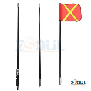 4X4 Equip Safety Flag 3m Pole 3 Piece In One Mining Whip Kit For Mine Trucks Pickup