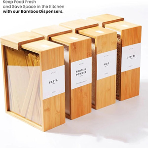 Caja de Almacenamiento de Madera con Tapa de Bambú Rectangular para Arroz, Cereales, Proteína en Polvo, Contenedor de Alimentos para Cocina - Product Image 2