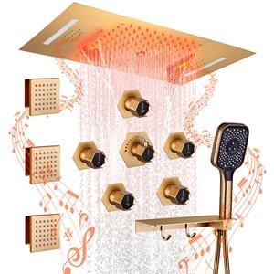 Luxurious Stainless Steel Constant-temperature Overhead <b>Shower</b> <b>System</b> Rainfall 64-color LED Lights Modern Design Hotel Use BXW-0 - Product Image 1