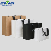 Luxury Brown Paperboard Custom Printed Gold Foil Logo Durable Recyclable Gift Bag for Shoes & Clothing Exhibitions