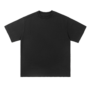 T-shirt unisexe surdimensionné en détresse 400gsm en coton de couleur unie à manches courtes avec col rond - Product Image 1