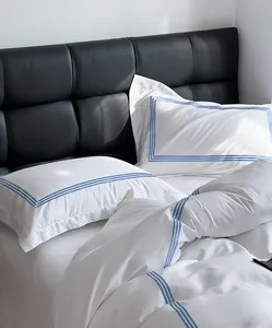 Queen Bed Sheet Set Hotel Linen Luxo Bedding Duvet Cover Escolha King Size Branco Vinte e um Thread Count Bedsheet