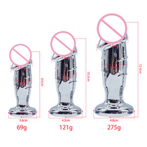 Мужские и женские анальные пробки из нержавеющей стали с кристаллами и имитацией пениса, реалистичные секс-игрушки, 3 размера - Product Image 6