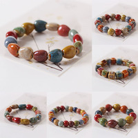 Groothandel Keramische Sieraden Nieuwe Mode Bloem Glazuur Kralen Hoge Temperatuur Branding Meerkleurig Casual Etnische Stijl