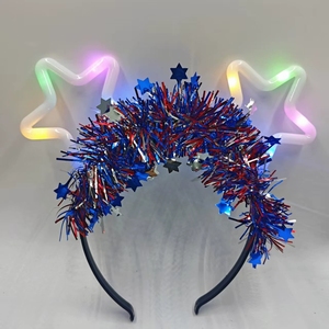 Décorations modernes pour les fêtes du Nouvel An chinois et de Noël : Bandeaux pour cheveux, chapeaux rouges, blancs et bleus, rubans colorés, pompons en plastique à piles - Product Image 2