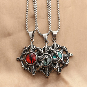 Stainless Steel <b>Cross</b> Pendant Necklace Men's Evil Eye Geometric Design Punk Retro Style 280513 - Product Image 1