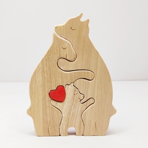 Puzzle en bois personnalisé Art Déco Ours – Décoration créative pour salon et <span class=keywords><strong>chambre</strong></span>, cadeau familial gravé pour les parents - Product Image 3