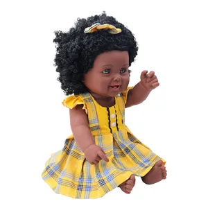 Tusalmo 2024最新19英寸高品质黑色娃娃搭配非洲头发时尚可爱非洲裔美国娃娃贴牌礼服包