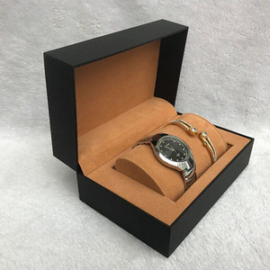 Boîte cadeau de luxe personnalisée pour montre et bijoux, boîte d'emballage en papier rigide pour ensemble montre et collier avec insert en velours - Product Image 4