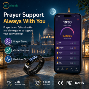 Wholesale Smart Azan Alarm Digital Tasbeeh Counter Ring with App Control BT for Muslim Prayer Tracking Zikr Ring - Product Image 1