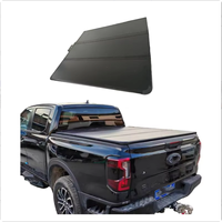 Cubierta de aluminio para caja de camioneta con caja trasera con cerradura, impermeable, negra, triple plegable, para la parte trasera