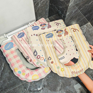Eva Toilet Seat Cover Striped Series Waterproof Thickened For All Seasons Household Use <b>Sticky</b> Mat With <b>Hook</b> And Loop Fastener - Product Image 2