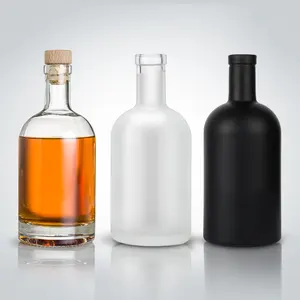 Supplier Unique Spirit Bottle 500ml 750ml Clear Gin Whisky Rum Frosted Decal Liquor Glass Bottle for Liquor