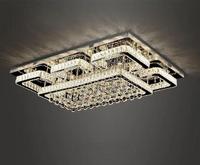 Lampe de plafond en cristal K9 PM Modern Luxury Living pour salle à manger, design créatif, base rectangulaire en acier inoxydable, lumière LED suspendue