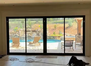 NFRC Moderno marco delgado de aluminio 4 paneles de vidrio templado Patio puerta corredera huracán impacto aislamiento térmico sala de estar - Product Image 3