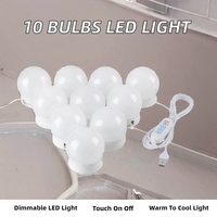 10 ampoules LED modernes pour miroir de maquillage avec contrôle tactile USB, intensité réglable, indice de protection IP33, lampe murale pour salle de bain et coiffeuse