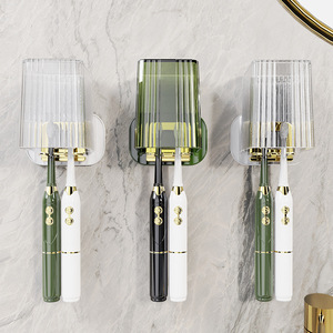 Juego de vasos para cepillos de dientes, soporte doble transparente para encimera, para uso en el baño - Product Image 5