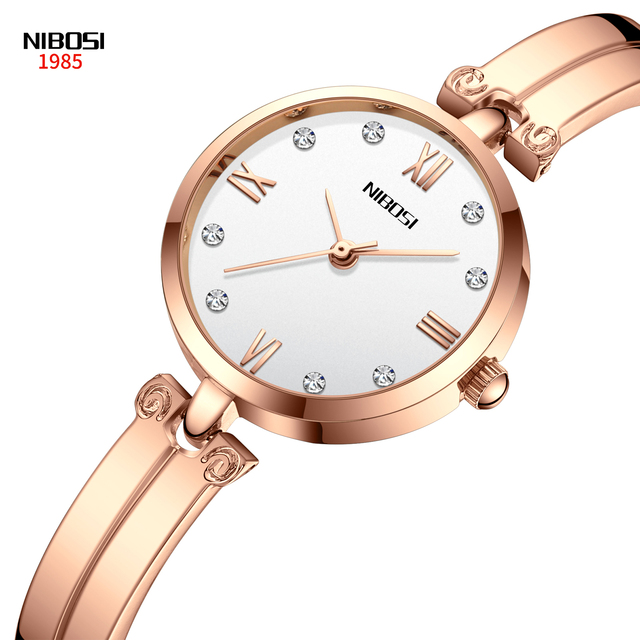 NIBOSI 2559 Luxury Design with Diamonds Ladies Quartz Watch Stainless Steel Bracelet Women Wristwatch