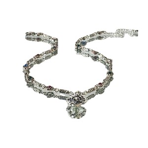 Collier Pendentif Cœur Plaqué Argent Style Rétro Audacieux avec Diamant et Gemmes Colorées pour Femme et Homme – Idéal Soirées Club et Vacances - Product Image 5