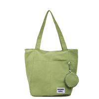 Tas Tote Wanita Sederhana Ringan Gaya Jepang Desain Unik Kanvas Tahan Lama Kapasitas Besar Tas Jinjing Selempang
