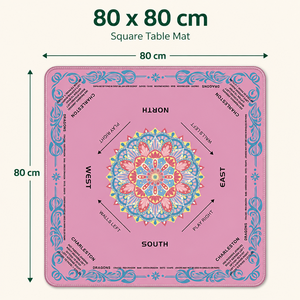 سجادة طاولة ماجونغ 80×80 سم بتصميم ماندالا مع قواعد مطبوعة للماجونغ الأمريكي، غطاء طاولة لليلة الألعاب - Product Image 2
