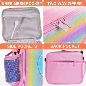 Sac isotherme arc-en-ciel pour filles, sac à lunch isotherme étanche, réutilisable pour l'école, le bureau, l'extérieur, en polyester - Product Image 4