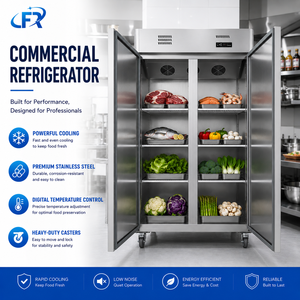 Refrigerador Comercial de Acero Inoxidable de 2 Puertas, Refrigerador Vertical con Enfriamiento Uniforme y Fácil Limpieza - Product Image 3