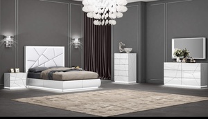 Ensemble de meubles de chambre à coucher en bois MDF de luxe moderne, 4 à 5 pièces, lits Queen/King size, y compris table de chevet, commode, armoire latérale - Product Image 2