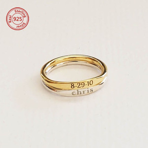 925 Silver Custom <strong>Name</strong> <strong>Ring</strong> Delicate Custom Stacking <strong>Rings</strong> - Product Image 2