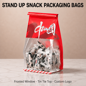 Bolsa de Papel Kraft con Impresión a Todo Color Personalizada, Bolsa Compuesta de PET con Ventana Transparente, Parte Superior Plegable, Base Cuadrada, Grado Alimenticio, Varios Tamaños, Logotipo Personalizado - Product Image 1