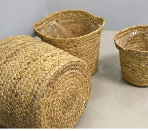 Cheapest Factory Grass Straw Decoration Woven <b>Storage</b> <b>Basket</b> Faux Rattan Flower Pot <b>Large</b> Size - Product Image 6