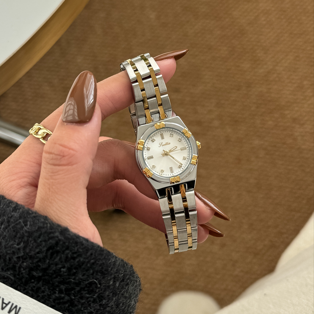 Scottie 9744 High Quality Waterproof Stainless Steel Wristwatch for Ladies Modern Fashion Quartz  Glass Display Watch for Lady