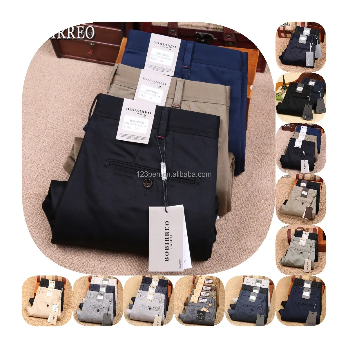 2023 Men's business trousers casual pants thin pants stretch straight suit trousers