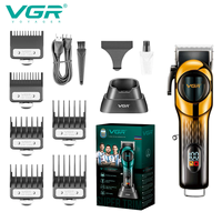 Tondeuse à cheveux électrique professionnelle VGR166 avec écran LCD, pour hommes, avec base et fonction de rasage
