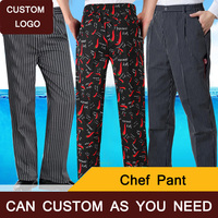 HZO-22006 Restaurant Cuisine Uniforme Hommes Baggy Chef Pantalon Imprimé Travail Pantalon Avec Taille Élastique