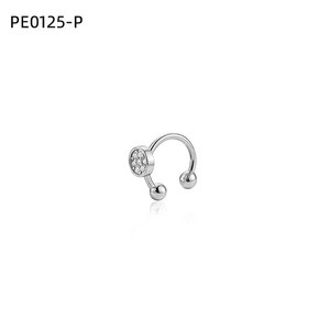 <b>Silver</b> Crystal Oval Pave <b>Cuff</b> <b>Earring</b> PE0125 for Women No Piercing Minimalist Ear Clip - Product Image 1