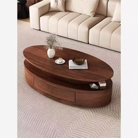 Table basse moderne en bois avec tiroir, design de rangement écologique pour salon