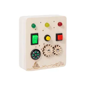 2024 Best Selling 3 Wooden Led Light Switch Button Busy Board Toy Children Control Circuit Panel Educational Toys