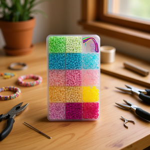 Ilan <b>Bead</b> <b>Set</b> 18x10cm Colorful Assorted Round Plastic For Jewelry Making Crafting Durable Casual Style - Product Image 2