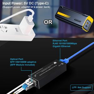 Convertitore di Media in Fibra Micro Gigabit, da Ethernet 10/100/1000Mbps a SFP, 1310nm SM 20km, Alimentazione USB-C 5V, Ultra Compatto - Product Image 3