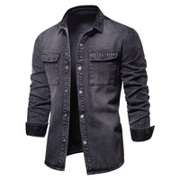 2025 Vintage Denim chemises veste hommes décontracté couleur unie à manches longues lavé jean chemise