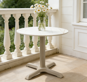 <span class=keywords><strong>Mesa</strong></span> <span class=keywords><strong>Redonda</strong></span> con Pedestal de Aluminio Blanco Yoshen para Uso Comercial en Exteriores - Product Image 1